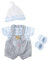 JC Toys Berenguer Boutique Baby-Puppen-Outfit, graue Overall-Shorts mit blauen Streifen, inklusive Stirnband und Stiefeletten, ab 2 Jahren, passend für Puppen von 35,6 - 45,7 cm