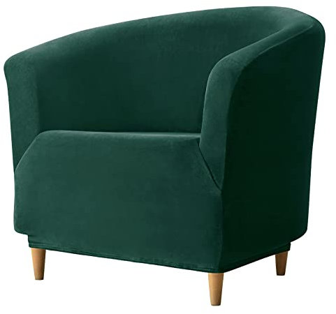 JHLD Samt Club Chair Schonbezug, Weiche Schonbezug Für Clubsessel Stretch Tub Club Stuhlbezüge Sofahusse Für Wohnzimmer Schlafzimmer-Dunkelgrün-Clubsessel