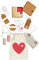 Loveria Geschenkanhänger Kraftpapier Holzstempel Set - 110 Teile | Anhänger Geschenk zum Beschriften | 5 Stempel, Etiketten, Schnur | Braun & Weiß