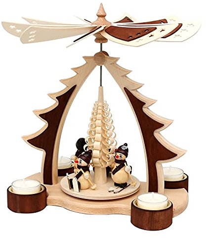Wichtelstube-Kollektion Holz Weihnachtsyramide Schneemänner Teelicht Pyramide