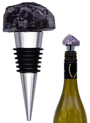 Each Piece Unique Natural Amethyst Crystal Stone Metal Chamagne Wine Bottle Stopper