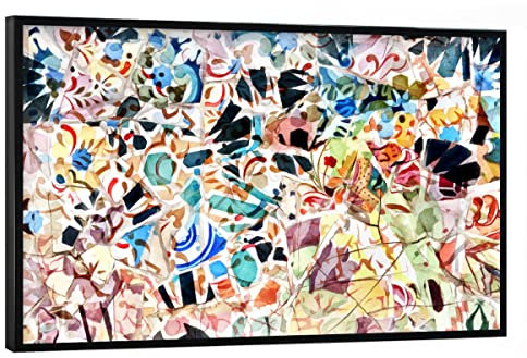 artboxONE Poster mit schwarzem Rahmen 60x40 cm Abstrakt Buntes Mosaik von Gaudi - Bild mosaik azulejo Barcelona