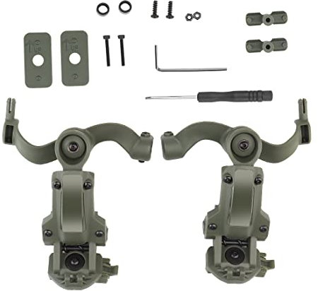 Tarnnetz Fast Helm ARC Rail Adapter Suspension Headphones Bracket Multi-angle Rotation Helm Headset Bracket for Tactical Pickup Headset, grün, M
