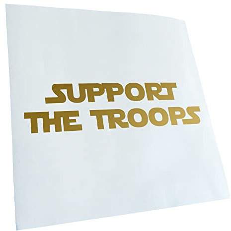 Kiwistar - Autoaufkleber - Gold - 40x10cm Support the Troops II - Heckscheibe Auto Aufkleber wetterfest für Kfz LKW Mofa Truck - Sticker außen selbstklebend Tuning Zubehör für Fenster Fahrzeug Scheibe