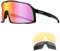 HITWAY Polarisierte Fahrradbrille mit 4 austauschbaren Gläsern, UV400-Schutz, Sportbrille für Herren und Damen, Fahrradbrille, Sport-Sonnenbrille, Radfahren, Fahren, Laufen, Baseball