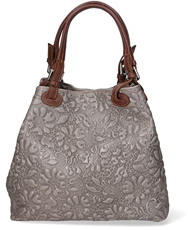 Gave Lux Damen Handtasche aus Echtleder GLX228004923FBG Mittelgrau 33 x 29 x 16 cm