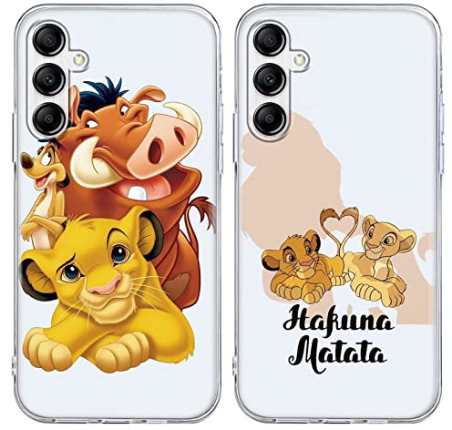 [2 Stück] Handyhülle für Samsung Galaxy A14 5G Hülle 6,8,Weich TPU Silikon Transparent Case Karikatur Niedlich Lion Motiv Muster Stoßfest Schutzhülle Kompatibel mit Samsung A14,02