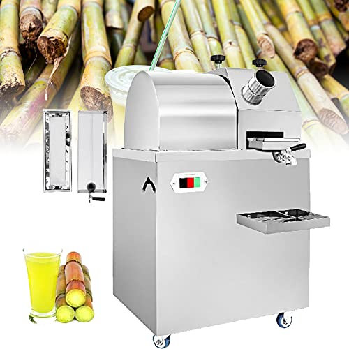 JODAIS Presse à Canne à Sucre Automatique 750 W Presse-Agrumes électrique 20 TR/Min Canne à Sucre broyage Gingembre Machine extracteur avec Trois Rouleaux détachables, Machine à jus de Canne