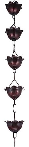 Regenwasserkette, Regenkette, Heimdekoration, Heimdekoration, Regenketten aus Metall, dekorativ, 1 m, Blumen-Regenkette, Glockenglied, funktionaler und dekorativer Ersatz for Dachrinnen-Fallrohre, Hei
