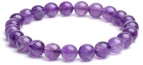 Landorilo Handmade Echte Naturstein Perlen Heilsteine Armband Damen Herren, 8MM Runde Edelsteine Yoga Armbänder, Glücksarmband, Kreative Schmuck Geschenke(Lavendel Chalcedon)