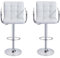 Lot de 2 Tabourets de Bar, Chaises Haut, Hauteur Réglable, Revêtement en PU, Rotatif sur 360°, avec Accoudoirs, Dossier et Repose-Pieds, Pied Chromé (Blanc)