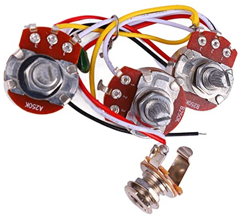 Potentiomètre de Guitare, Faisceau de Câbles de Guitare 250K Plastique et électronique avec Prise pour Jazz Bass