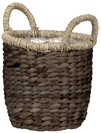 Scheurich Wasserhyazinthe 28, Korbgefäß/Korb-Pflanzgefäß/Korbtopf mit Griffen aus Wasserhyazinthe Farbe: Brown, 28 cm Durchmesser, 23,5 cm hoch, 13,1 l Vol.