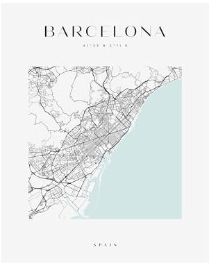 GP TONER Bilder Barcelona Poster Geometrische Stil Wanddekoration Moderne Wandkunst Poster Design 50x70 cm ohne Rahmen
