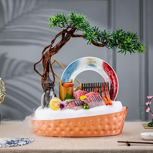 TERPCO 2023 Neuer Edelstahl-Sashimi-Teller, Sushi-Teller, hochwertiger Lachs-Meeresfrüchte-Eisteller, Küchengeschirr, künstlerisches Menü, kreatives A