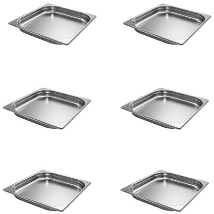 AcMax 6 Stück GN 2/3 Gastronormbehälter GN-Behälter Edelstahl 2,3 Liter Tiefe 40mm Gastronorm