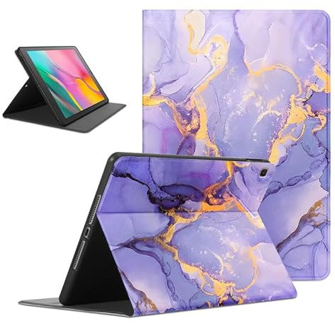 Foonary Coque Compatible avec Samsung Galaxy Tab A 10.1 2019 (SM-T510/SM-T515), Ultra Fin en Cuir PU Antichoc avec Étui Housse Protection Fonction Support Tablette Case Cover, Violet Marbre