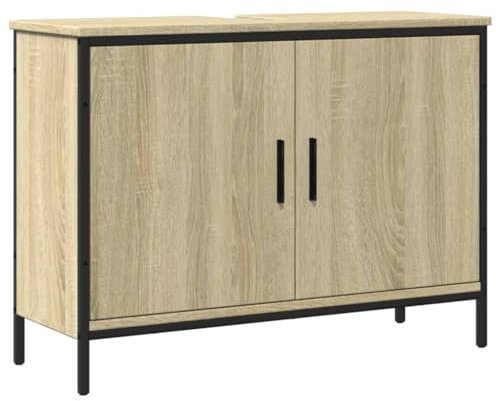 vidaXL Waschbeckenunterschrank, Badschrank Badezimmerschrank mit Stauraum, Waschtisch Unterschrank für Badezimmer, Badmöbel, 80x30x60cm Sonoma-Eiche Holzwerkstoff