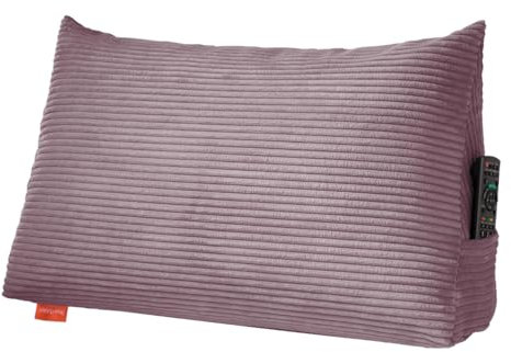 sleepling Rückenkissen Cord Optik, Keilkissen für Bett und Sofa, Lendenkissen, dreieckiges Lesekissen, Kissen mit abnehmbarem waschbarem Bezug, Seitenfach, 70 cm breit, Altrosa
