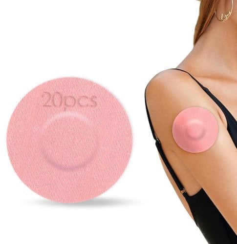 20 Packs Freestyle Libre 2 Sensor Cover Waterproof - Adhesive Patches for Freestyle Libre Sensor, Libre 2 Sensor Patches by YOUSHARES (Pink)