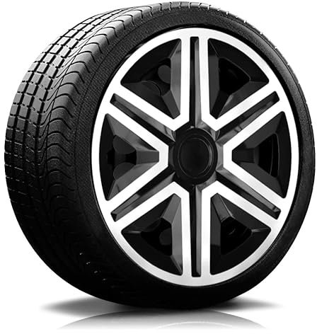 Autoteppich-Stylers RADKAPPEN RADBLENDEN RK20 schwarz/Weiss für 16 Zoll Stahlfelgen 4 Stück