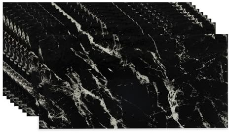 Fantasnight Tile Stickers Black 60x30cm 10pcs, Self Adhesive Wall Tiles Marble, Peel and Stick Wall Waterproof, Removable Stick on for Kitchen Backsplash Bathroom