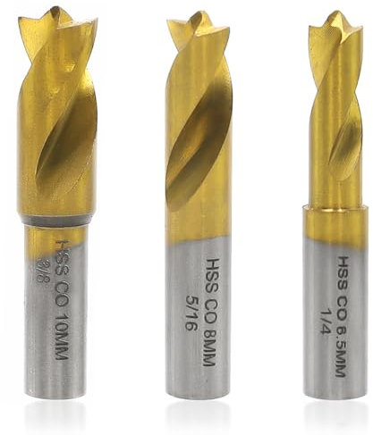 lyualma 3 Piezas Fresadora de Vástago Cilíndrico, Brocas de Vástago Recto, Brocas de Punto de Soldadura, para Madera, Metal, 6.5 mm/8 mm/10 mm