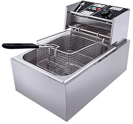 PGKTKCWH Freidora eléctrica Comercial de 10 l, de Acero Inoxidable, de una Sola Cesta, para Uso Industrial, para Restaurante, para freír Patatas Fritas caseras, Pollo y Patatas Fritas en la