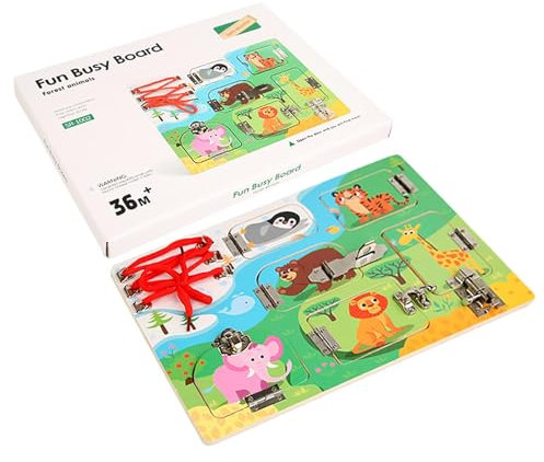 zwxqe Wooden Sensory Travel Toy, Colorful Locks and Latches Board, Engaging Fast Learning Toy, Portable Preschool Activity for Kids, Boys, and Girls to Develop Fine Motor Skills