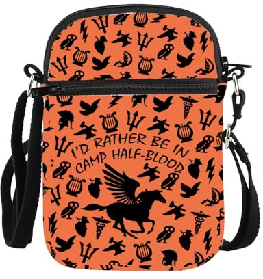 PLITI Camp Half Blood Geschenk Percy Fans Geschenk I'd Rather Be In Camp Halbblut Griechische Mythologie Umhängetasche für Damen