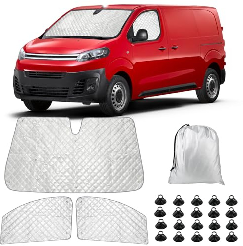 3PCS Thermomatte Fahrerhaus Innen für Citroen Jumpy Opel Vivaro 2016-2025 | Faltbare, UV- & Wasserschutz Sonnenschutz Frontscheibe Innen für Wohnmobil Privatsphäre & Temperaturkontrolle
