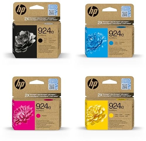 HP 924e (XL) EvoMore Druckerpatronen, Schwarz/Cyan/Magenta/Gelb, 4er-Pack, kompatibel mit OfficeJet Pro 8134e 8122e 8124e 8135e 8125e 8132e