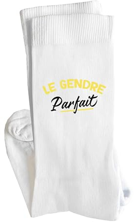 Otshirt Chaussettes Le gendre parfait | Socks | Idée Chaussettes Personnalisées Cadeau Fête Original Famille Travail Départ Collègue Retraite Noël.