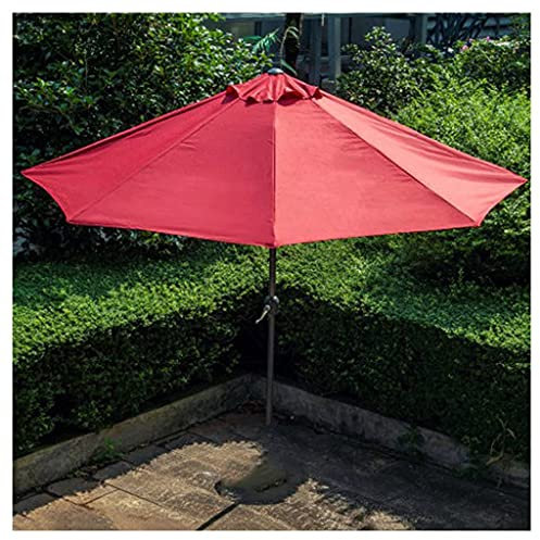 HUIBBGO Demi-Parasol, 300 cm, Rouge, Anti-Pluie, Parasol de Jardin avec manivelle, Petit Parasol pour Jardin et terrasse extérieurs, A