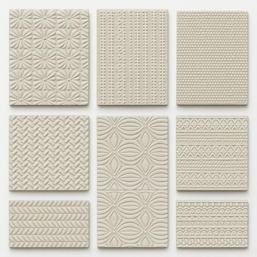 Tabletop Gaming Texture Roller Set, 6 Pattern Designs with Handle, for D&D and Miniature Terrain Crafting (Woven & Ornamental Roller Set)