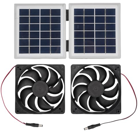 Greensen Solar Abluftventilator-Set, 10W Solarpanel, für Hühnerställe und Gewächshäuser, Weiß
