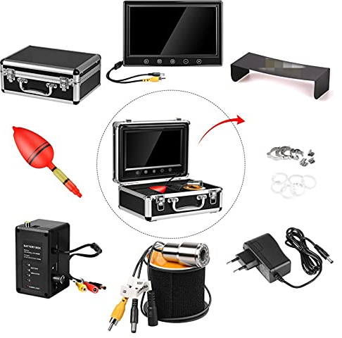 Underwater Fishing Camera, Boat Fishing Underwater Camera Fish Finder Night Vision 9 Inch(50m cable white LED)