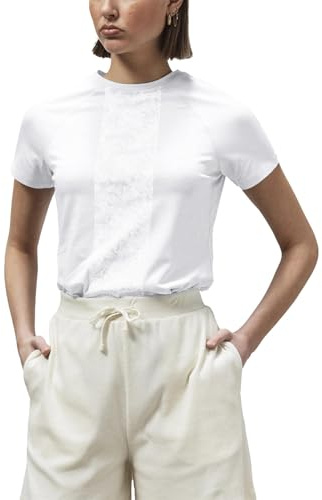 Enorsia Women’s Patch Print Raglan T-Shirt – Slim Fit Short Sleeve Crew Neck Tee with Zigzag Stitching – Soft Cotton Stretch Casual Everyday Top in 5 Colours, 8-18 Sizes