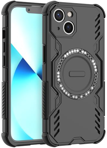 LVVFEI Hülle für iPhone 13 Hülle Kompatibel mit MagSafe, Handyhülle Schutzhülle mit Stoßdämpfendem Luftpolster, Kratzfeste Hülle mit Belüftungsöffnung-Design für iPhone 13 6,1 Zoll - Schwarz