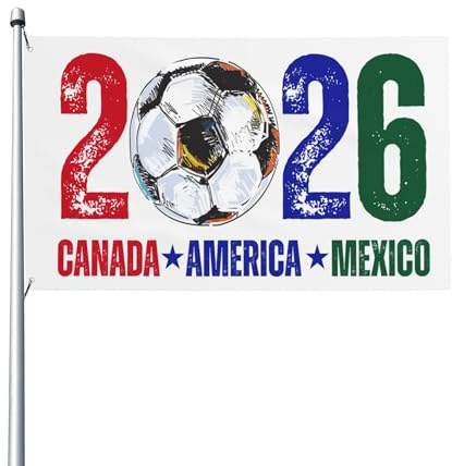 Drapeau de la Coupe du monde 2026 (États-Unis, Canada, Mexique) - Pays hôte - Football - Supporters - Bannière 90 x 150 cm - Drapeau d'extérieur pour jardin