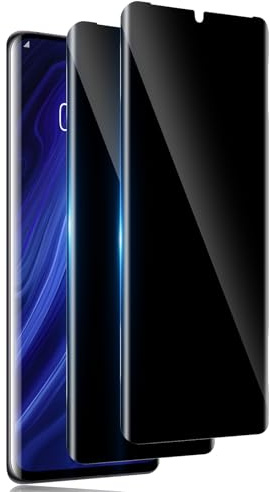 TuFun Schutzfolie für Huawei P30 Pro für Panzerglas Sichtschutz, [2 Stück] 3D Privacy Displayschutz, 9H Härte Sichtschutzfolie, Anti-Spähen, Blasenfreie Anti-Spy Schutzglas - Schwarz