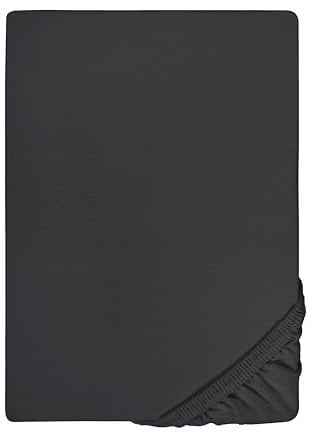 biberna 0077144 Spannbetttuch Feinjersey (Matratzenhöhe max. 22 cm), gekämmte Baumwolle, superweich, 1x 180x200 cm - 200x200 cm, titanium