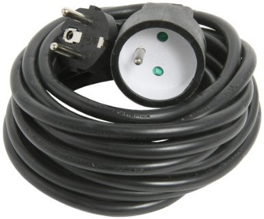 Rallonge électrique | Prolongateur électrique | Rallonge prise | Rallonge prise électrique | Rallonge 5m HO5VV|F 3g1.5 noir 2P+T 16 AMP | 335256 Debflex