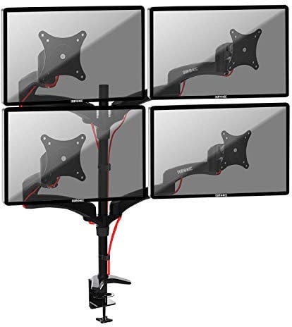 Duronic DM454 BK Braccio per 4 monitor da 13 a 27 pollici | Supporto schermi doppio | Inclinazione e altezza regolabile | VESA 75 100 | Supporto monitor ergonomico doppio articolato per PC nero