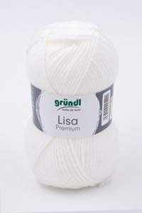 Gründl 5er Packung Wolle LISA Premium uni, 50gr, 100% Polyacryl,Bastelgarn,Strickgarn,Handarbeitswolle (01 weiß)