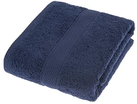 HOMESCAPES Navy Blue Turkish Cotton Bath Towel Super Soft Thick & Absorbent 500 GSM Towel Heavy Weight for everyday Luxury