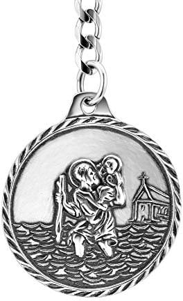 Porte-clés En Argent Massif 925 Sans Nickel Avec Motif De Saint Christophe Fabriqué À La Main