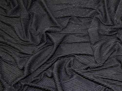 Minerva Crafts Jersey-Stoff, glitzernd, gestreift, Schwarz – Meterware