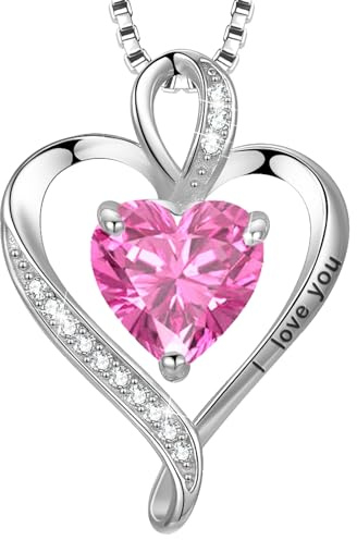 LAVUMO Herz Kette Damen I love you Halskette Schmuck Geschenke für Frauen | Silber 925 Echt/Messing Kette Geschenk Freundin MaMa an Geburtstags Valentinstag Muttertag Mit Rose Geschenkbox