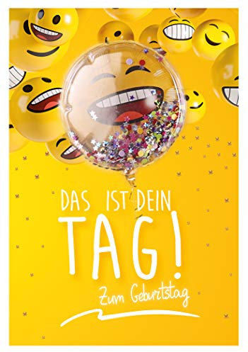 KE - Lustige 3D-Sticker Geburtstagskarte, DIN B6 Format, Inklusive Umschlag - Motiv: Smileys